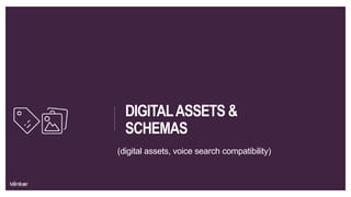 DIGITALASSETS &
SCHEMAS
(digital assets, voice search compatibility)
 