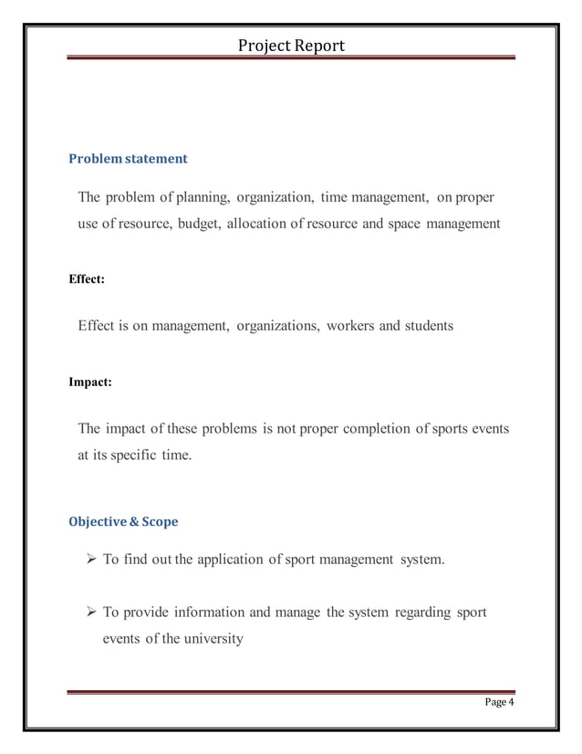 sports event management system.report