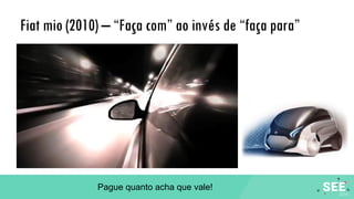 Fiat mio (2010) – “Faça com” ao invés de “faça para”
Pague quanto acha que vale!
 