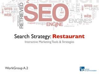 Search Strategy: Restaurant
           Interactive Marketing Tools & Strategies




WorkGroup A.2
 