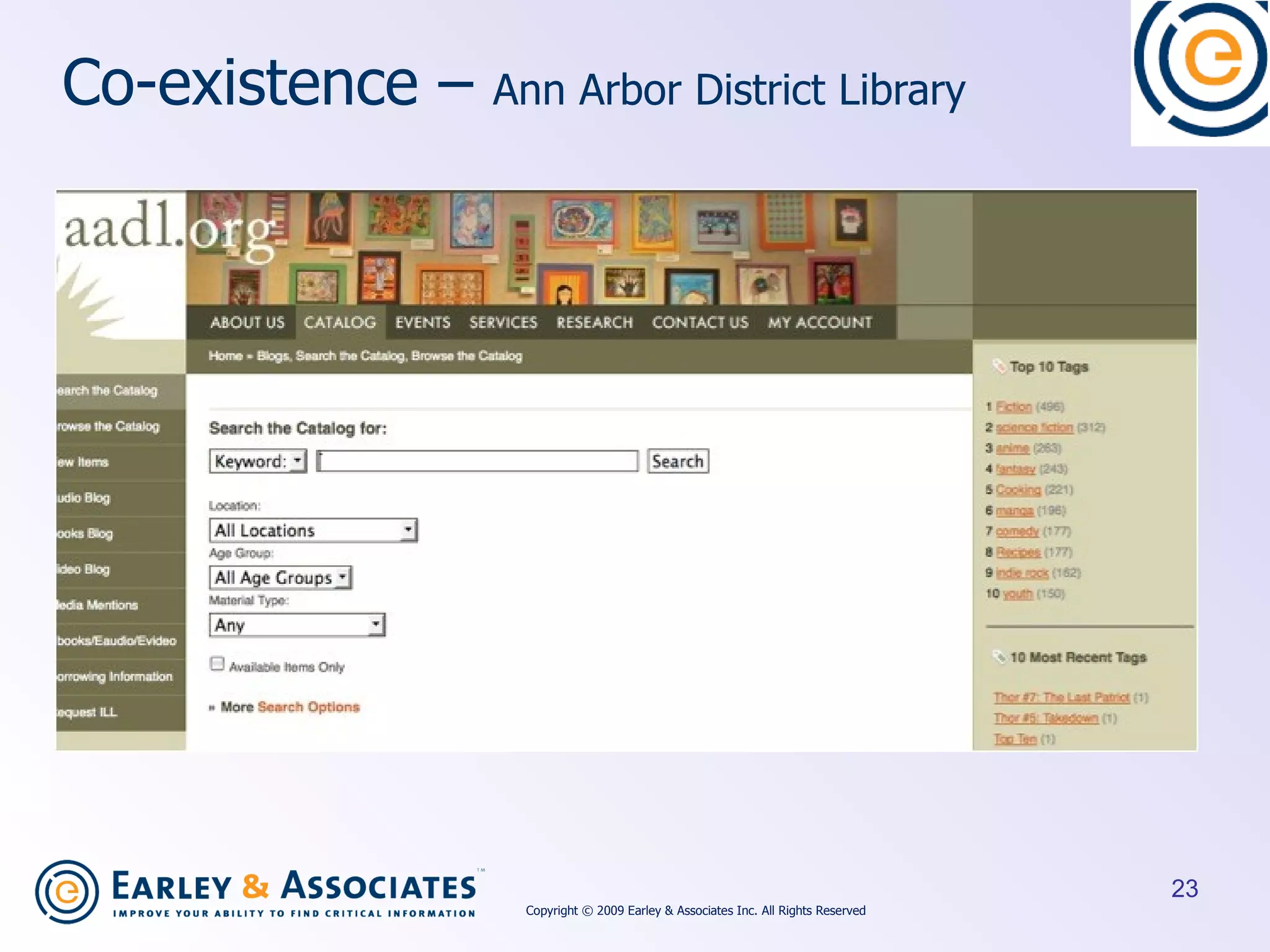 Co-existence –  Ann Arbor District Library Copyright © 2009 Earley & Associates Inc. All Rights Reserved 