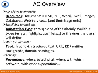 SemTechBiz 2012: Domeo: a web-based tool for semantic annotation of online documents