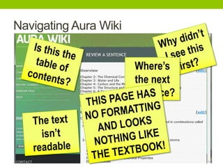 Navigating Aura Wiki
Where’s
the next
sentence?
 