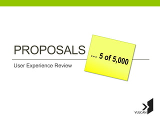PROPOSALS
User Experience Review
 