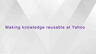 Making knowledge reusable at Yahoo
11
 