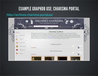 EXAMPLE GRAPHDB USE: CHARISMA PORTAL 
http://archives-charisma-portal.eu/ 
 