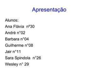 Apresentação  Alunos:  