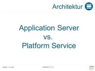 #WISSENTEILEN
Architektur
Application Server
vs.
Platform Service
 
