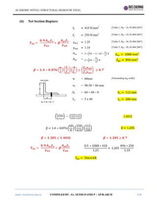 Section Rapture Steel SEM VI 3602 Structural Design of Steel, B ARCH, ANNA UNIVERSITY ...
