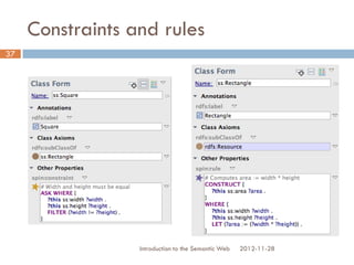 Constraints and rules
2012-11-28
37
Introduction to the Semantic Web
 