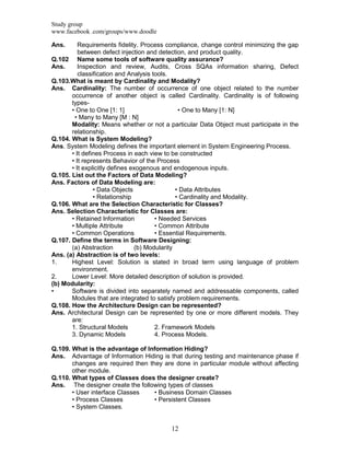 Software Engineering Past Papers Notes | PDF