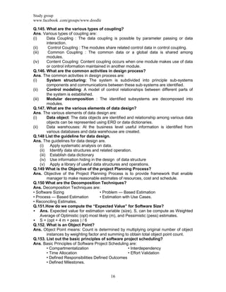 Software Engineering Past Papers Notes | PDF