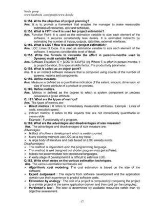 Software Engineering Past Papers Notes | PDF
