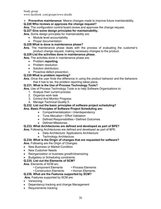 Software Engineering Past Papers Notes | PDF
