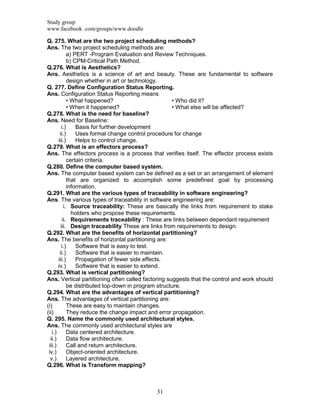 Software Engineering Past Papers Notes | PDF