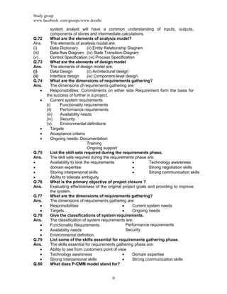 Software Engineering Past Papers Notes | PDF