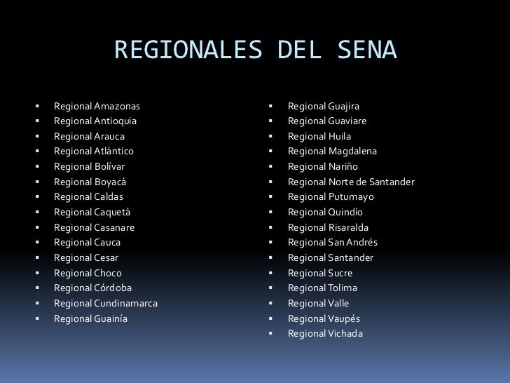 Resultado de imagen para cuantas REGIONALES de formacion tiene el sena a nivel nacional