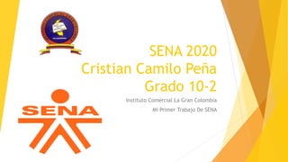 SENA 2020
Cristian Camilo Peña
Grado 10-2
Instituto Comercial La Gran Colombia
Mi Primer Trabajo De SENA
 