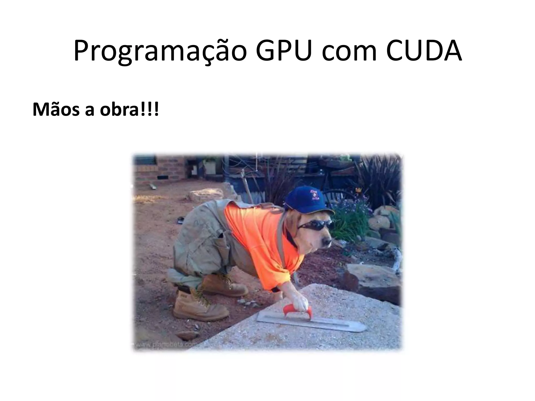Mãos a obra!!!
Programação GPU com CUDA
 