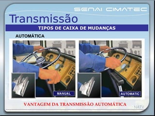 VANTAGEM DA TRANSMISSÃO AUTOMÁTICA
AUTOMÁTICA
TIPOS DE CAIXA DE MUDANÇAS
 