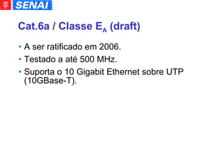Cat.6a / Classe E A  (draft)‏ A ser ratificado em 2006. Testado a até 500 MHz. Suporta o 10 Gigabit Ethernet sobre UTP (10GBase-T). 