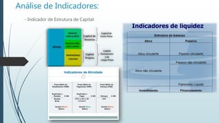 Análise de Indicadores:
- Indicador de Estrutura de Capital:
 