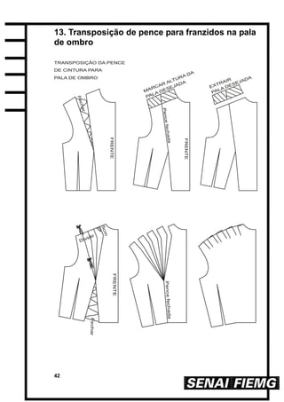 42
13. Transposição de pence para franzidos na pala
de ombro
 