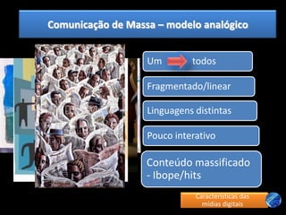 Comunicação de Massa – modelo analógicoCaracterísticas das mídias digitais
