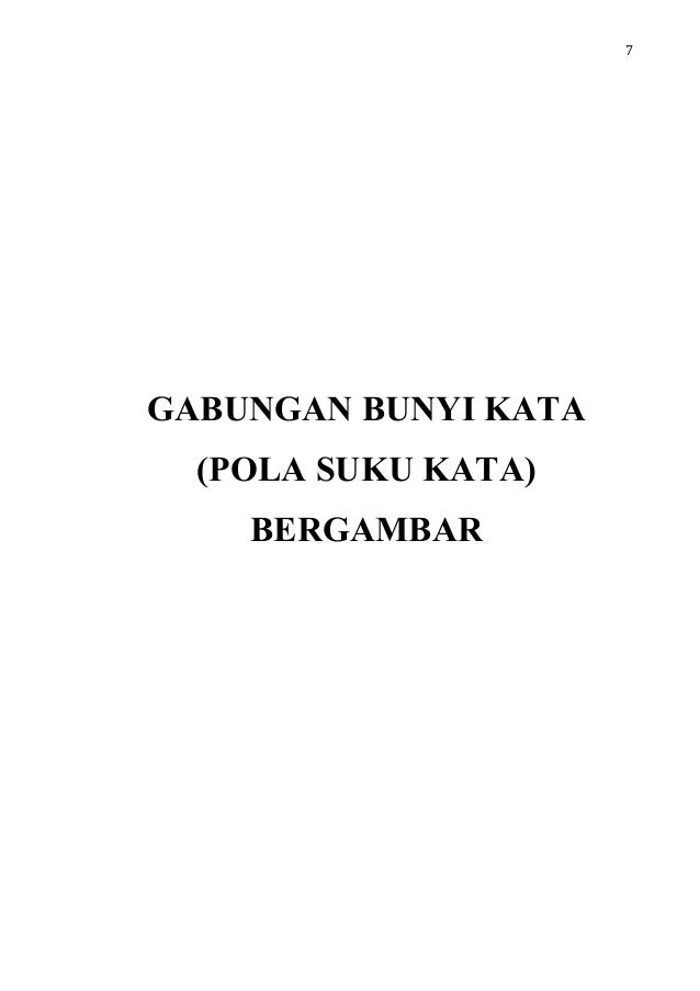 Senarai Gabungan Bunyi Kata Pola Suku Kata