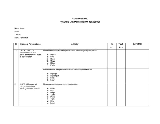 Senarai semak | DOCX