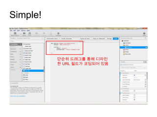 Simple!



          단순히 드래그를 통해 디자인
          한 URL 필드가 코딩되어 있음
 