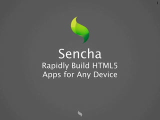 1




    Sencha
Rapidly Build HTML5
Apps for Any Device
 