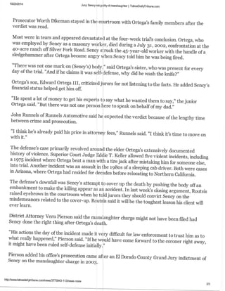 Sency not guilty of manslaughter