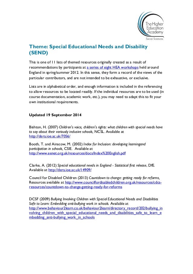 Special Educational Needs and Disability Initial Teacher Education Re…
