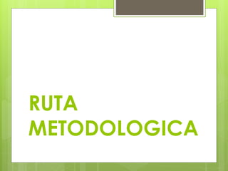 RUTA
METODOLOGICA
 