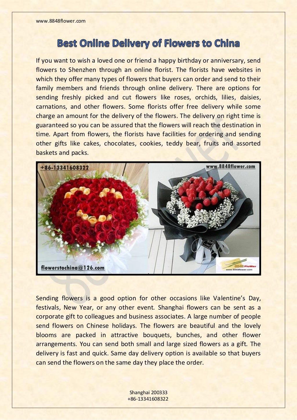 Send flowers to china