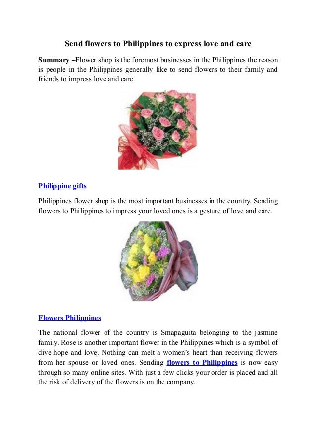 Send flowers to Philippines to express love and care