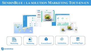 SENDINBLUE : LA SOLUTION MARKETING TOUT-EN-UN
AutomationTransactionnel
SMS
Marketing
Email
Marketing Landing Pages
 
