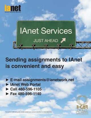Sending assignments to IAnet
is convenient and easy

► E-mail assignments@ianetwork.net
► IAnet Web Portal
► Call 480-596-1105
► Fax 480-596-1140



For access to the web portal, please contact your account executive for more information.
 