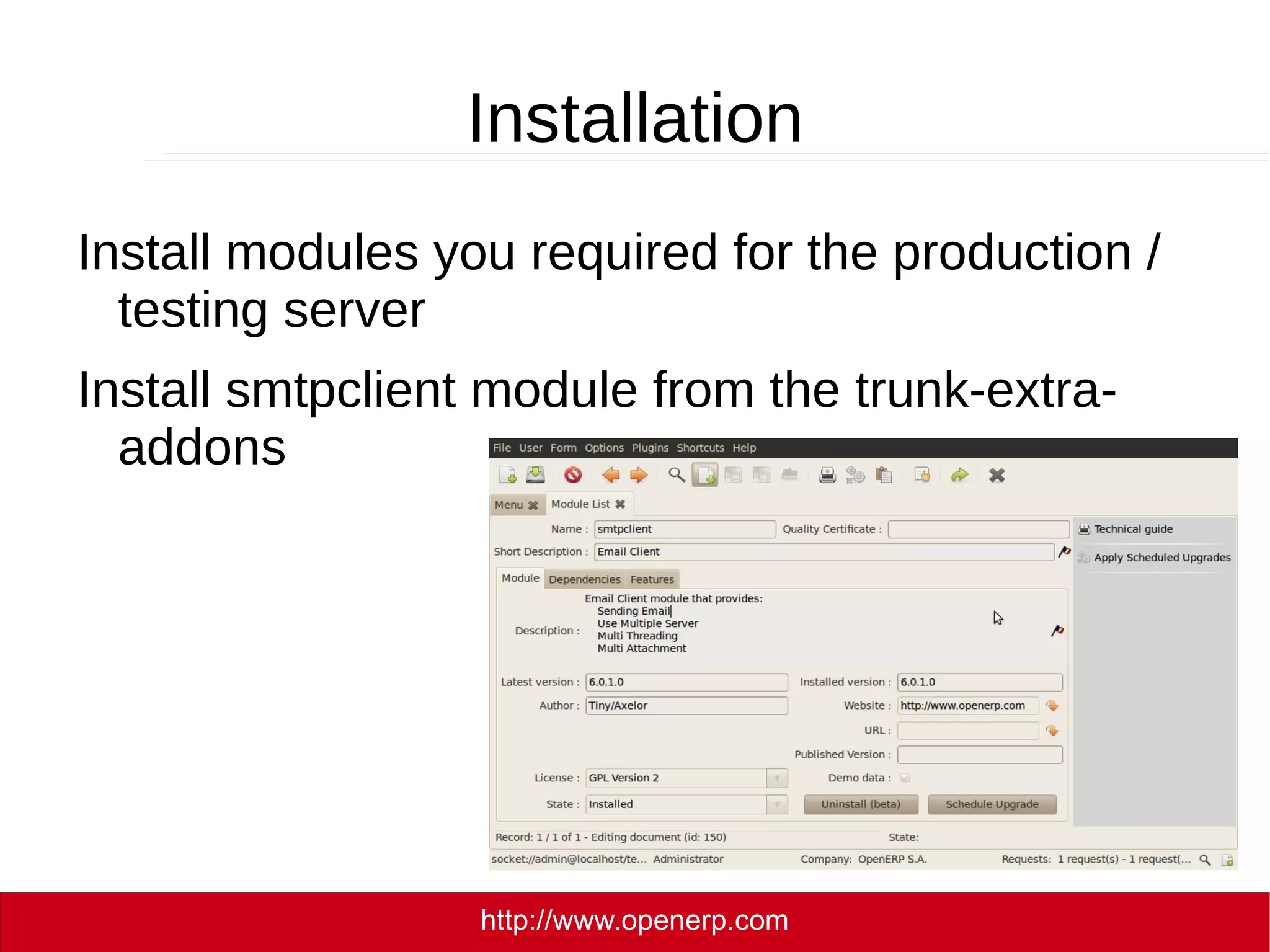 Configuration Smtpclient 
