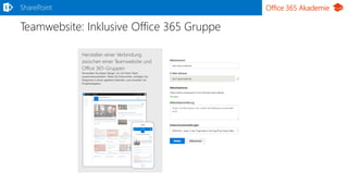 Office 365 Akademie
Teamwebsite: Inklusive Office 365 Gruppe
SharePoint
 