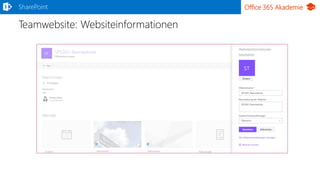 Office 365 Akademie
Teamwebsite: Websiteinformationen
SharePoint
 