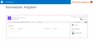 Office 365 Akademie
Teamwebsite: Aufgaben
SharePoint
 