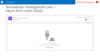 Office 365 Akademie
Teamwebsite: Höhergestufte Links –
kaputt durch neues Design
SharePoint
 