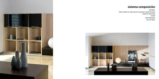 sistema composición
                                                         MATERIAL
Tablero chapado con chapa natural de nogal blanco español barnizada
                                            Puertas de cristal lacado
                                                             COLOR
                                                 Chapa Blanqueada
                                                   Laca color Negro
 