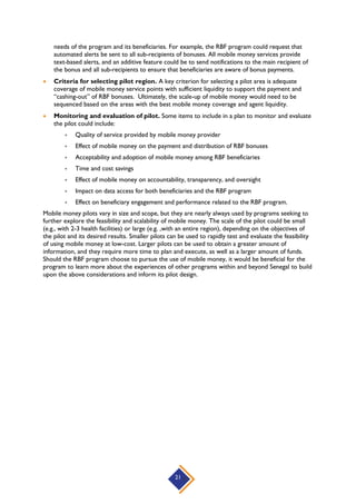 Example Rbf Agenda Mobile money options to facilitate payment of incentives in Senegal’s ...