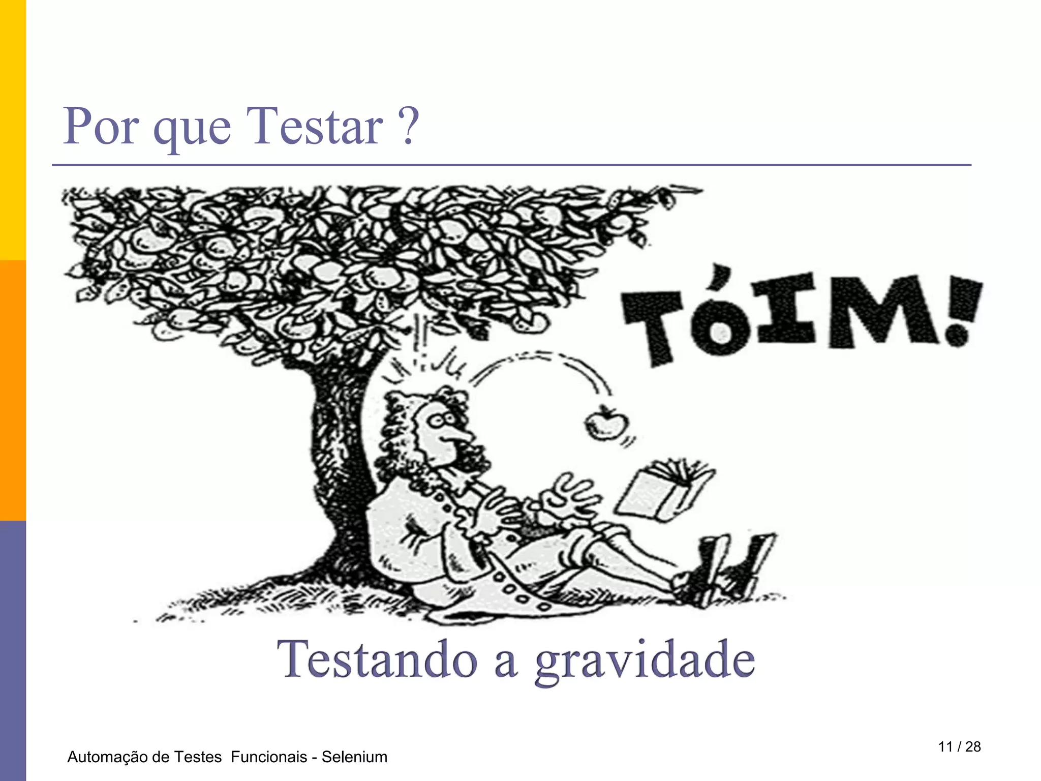PorqueTestar ?Testando a gravidade11 / 28Automação de Testes  Funcionais - Selenium