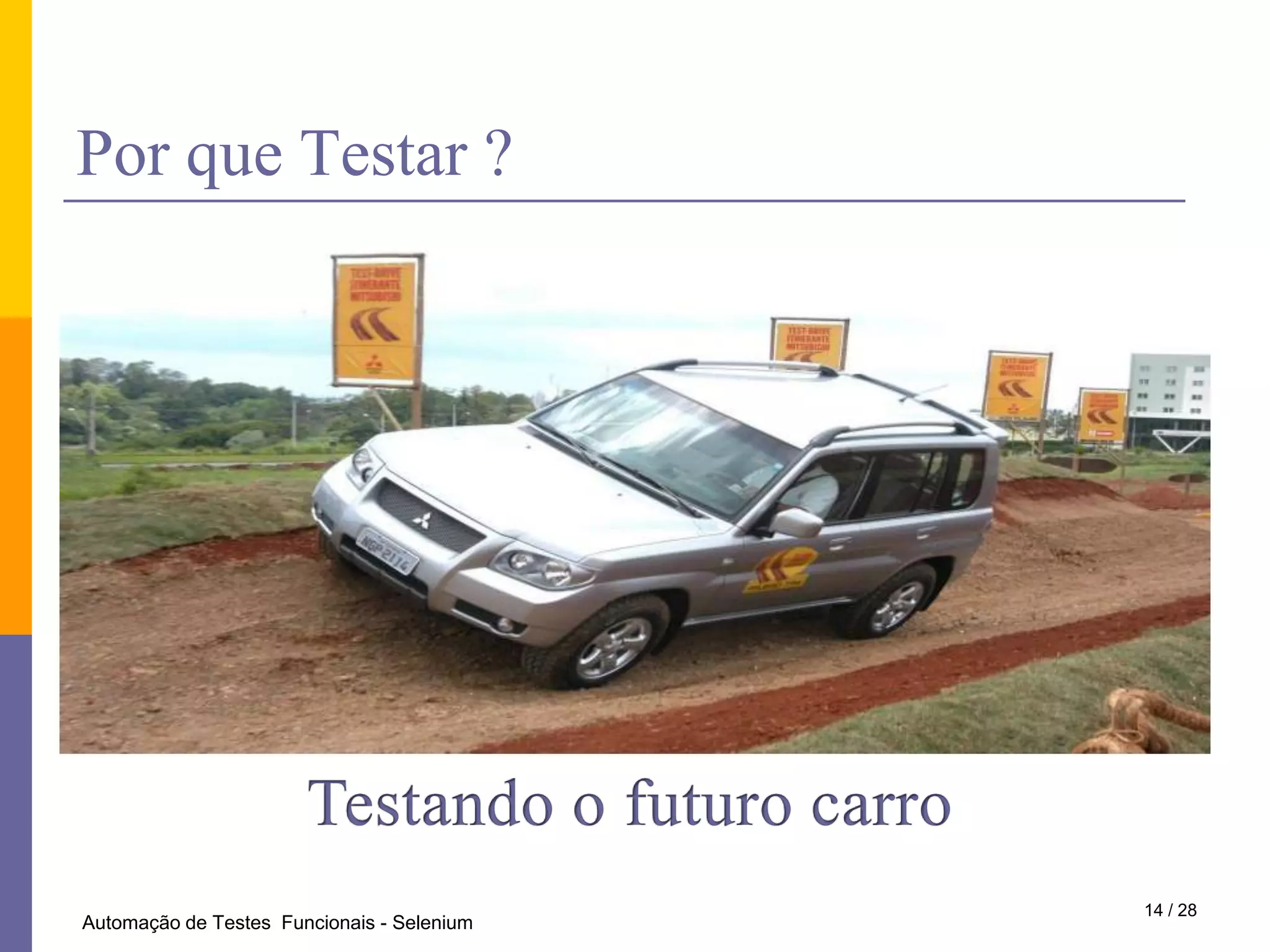 PorqueTestar ?Testando o futuro carro14 / 28Automação de Testes  Funcionais - Selenium