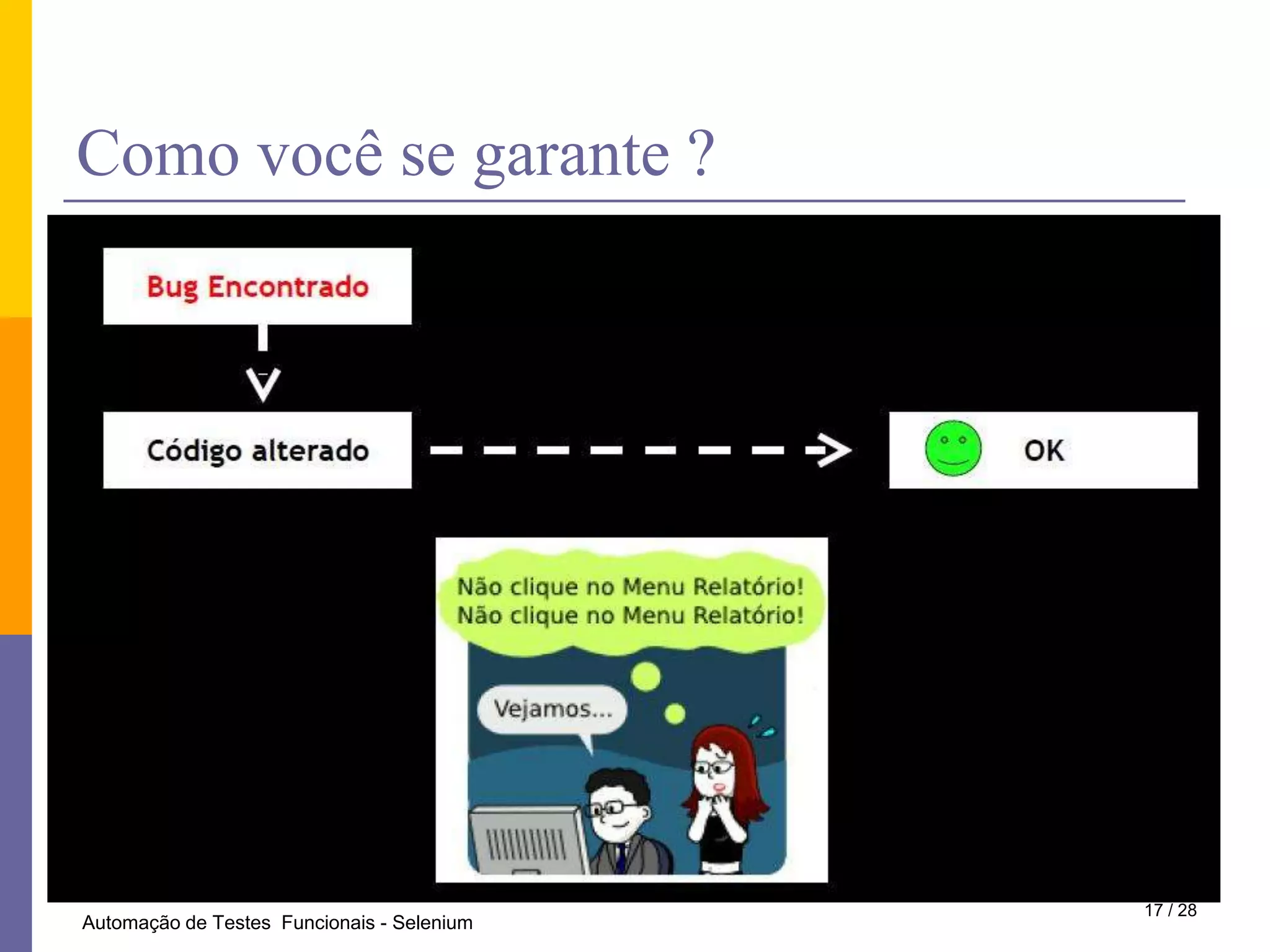 Como você se garante ?17 / 28Automação de Testes  Funcionais - Selenium