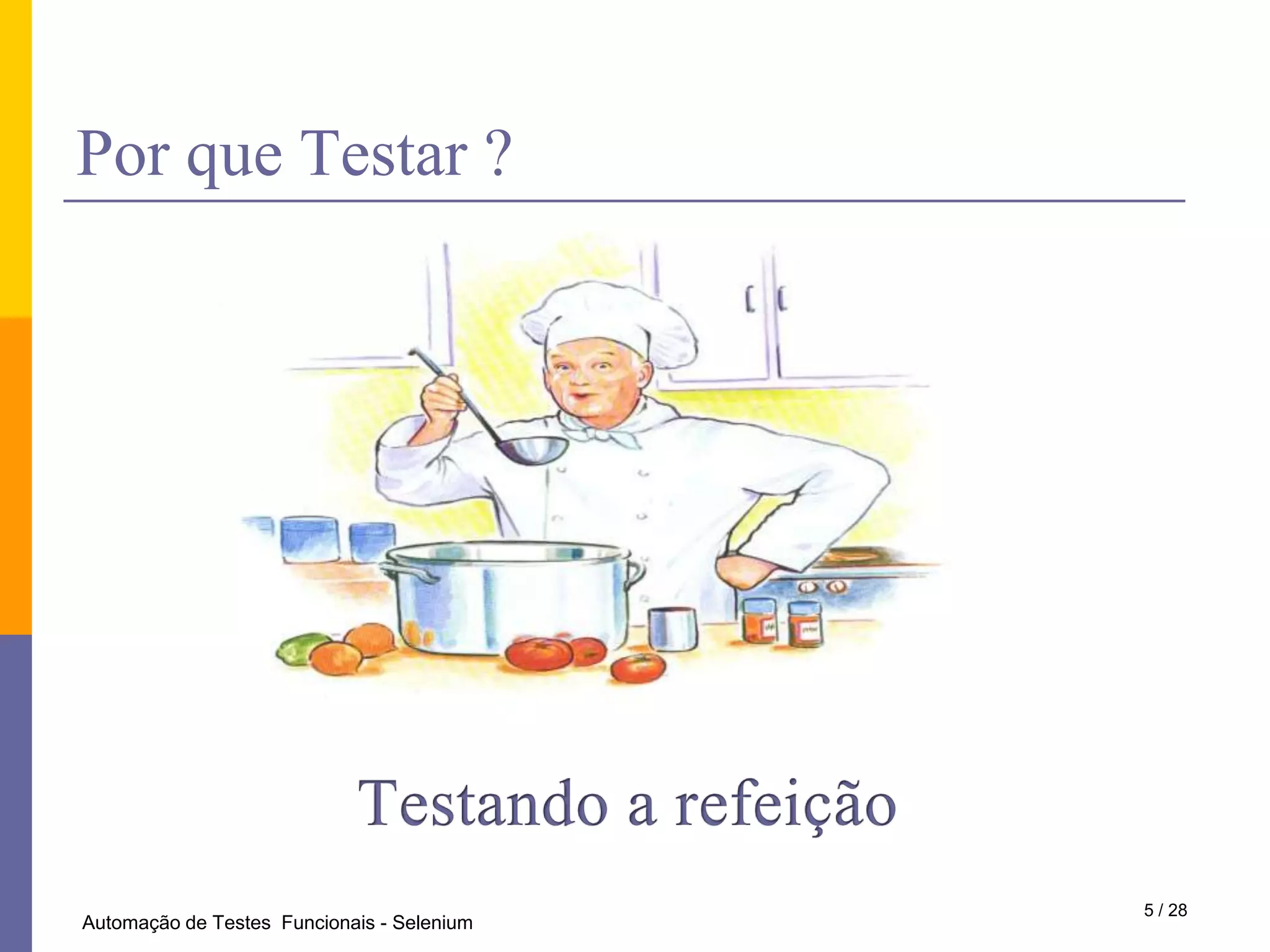 PorqueTestar ?Testando a refeição5 / 28Automação de Testes  Funcionais - Selenium